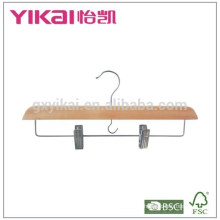 2015Bulk wooden trousers skirt hangers with metal clips